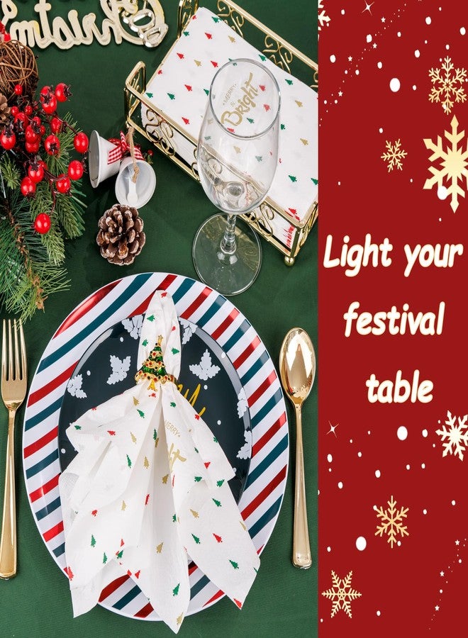WDF 100Pack Colorful Christmas Hand Towels Disposable - 3 Ply Disposable Christmas Tree Napkins With Merry Bright -Colorful Napkins for Bathroom Table Decor - Image 2